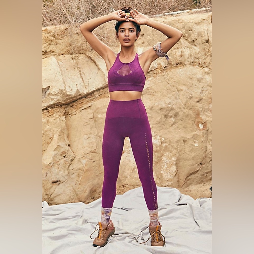 Free people High Rise Full-Length Running Through My Mind Leggings AÇAÍ Plum - Picture 3 of 4